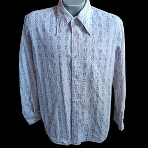 True Vintage Mens Shirt XL 70's Marlboro Geometric Pattern Buttery Distress Mod